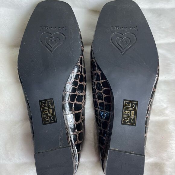 J Renée Edlyn Brown crocs prints wedge mules with sides elastic size 13WW - Picture 4 of 10